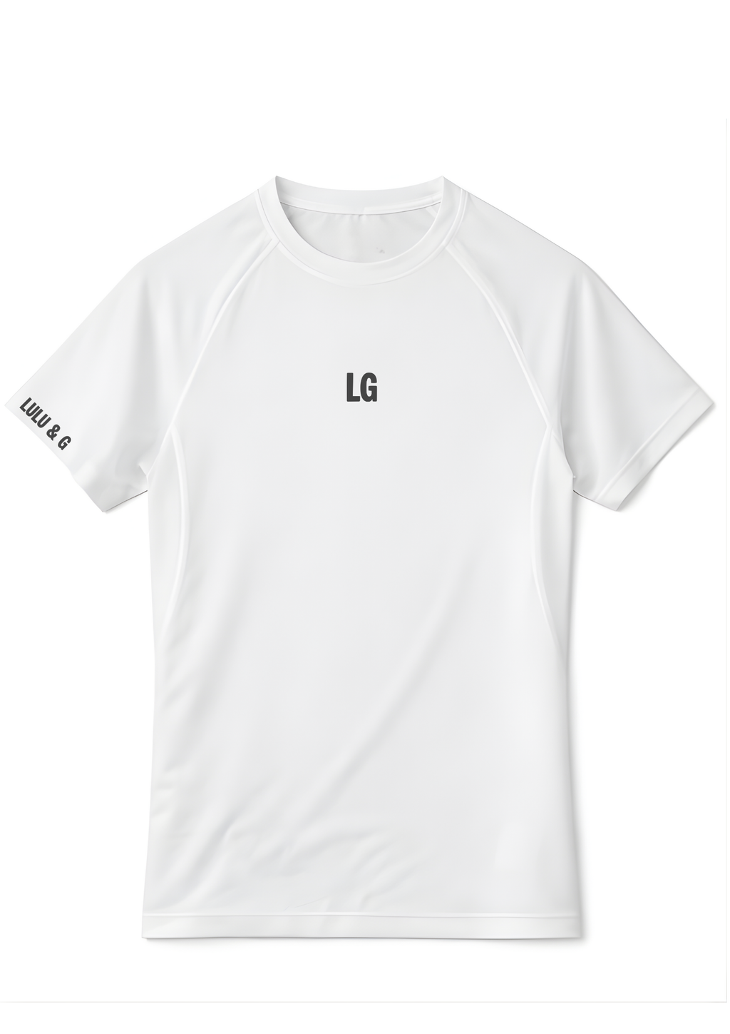 Kids white short sleeve compression shirt.