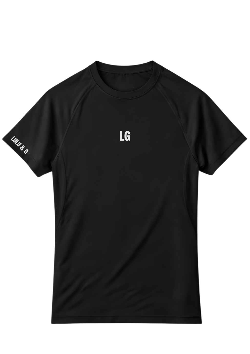 Kids black short sleeve compression shirt.